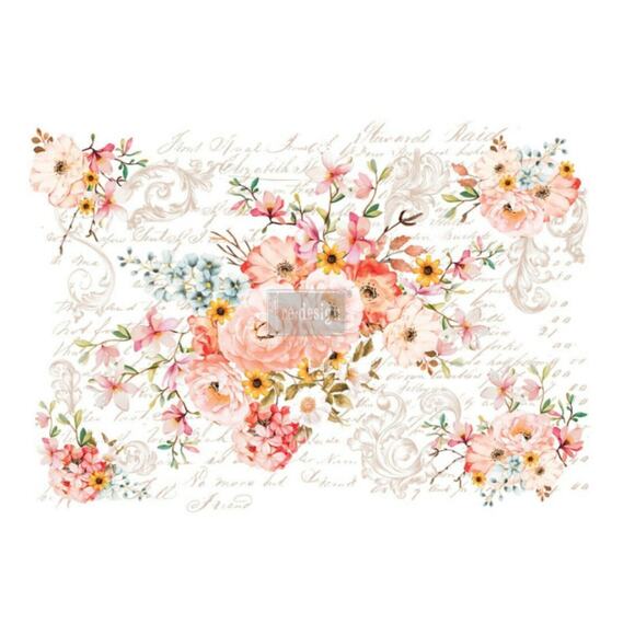 Re Design by Prima Transfer Sticker Rose Celebration 44x30" Pink Florals - Picture 1 of 2